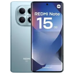 Xiaomi Redmi Note 15 5G 8GB/256GB Azul con pantalla casi sin bordes y cámara frontal en agujero; módulo trasero dual circular y acabado mate elegante