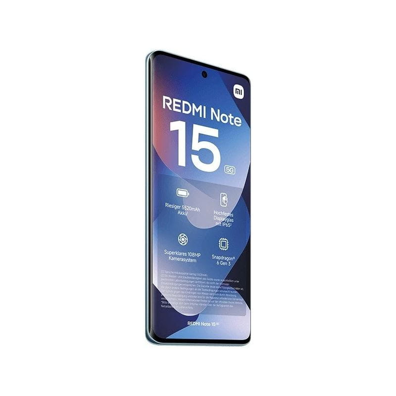 Xiaomi Redmi Note 15 5G 8GB/256GB Azul con pantalla casi sin bordes y cámara frontal en agujero; módulo trasero dual circular y acabado mate elegante - Ítem2