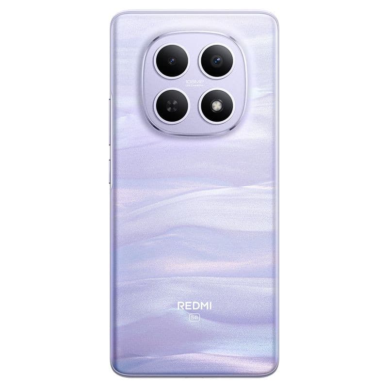 Xiaomi Redmi Note 15 5G 8GB/512GB Púrpura con trasera nacarada y módulo triple de cámara grande en forma cuadrada, lentes simétricas y logo Redmi 5G