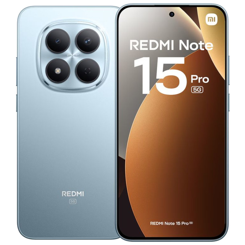 Xiaomi Redmi Note 15 Pro 5G 8GB/256GB Azul con pantalla perforada, marco fino y módulo de triple cámara trasera grande con flash en acabado mate elegante - Ítem