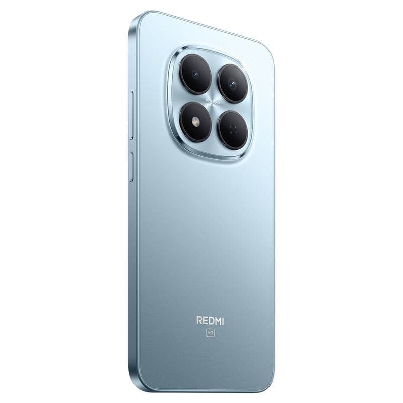 Xiaomi Redmi Note 15 Pro 5G azul com módulo traseiro de quatro câmeras, acabamento metálico fosco e bordas retas elegantes