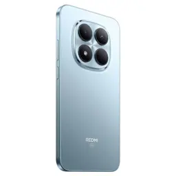 Xiaomi Redmi Note 15 Pro 5G azul com módulo traseiro de quatro câmeras, acabamento metálico fosco e bordas retas elegantes