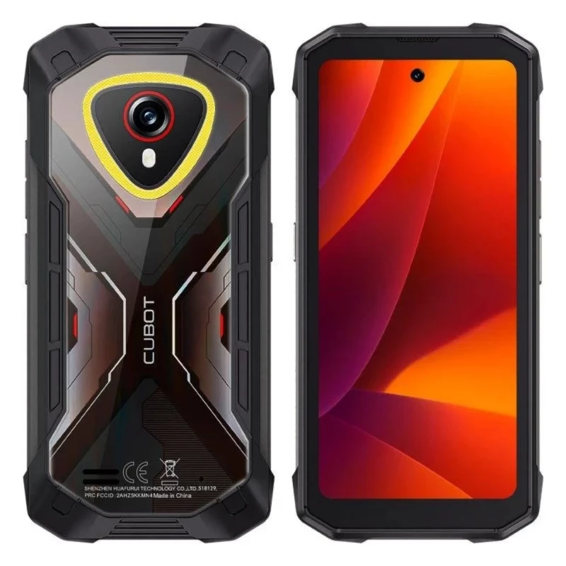 Smartphone robuste noir-gris Cubot KingKong Mini 4 avec coque renforcée, accents rouges, grand capteur photo arrière, écran compact aux tons orange - Ítem1