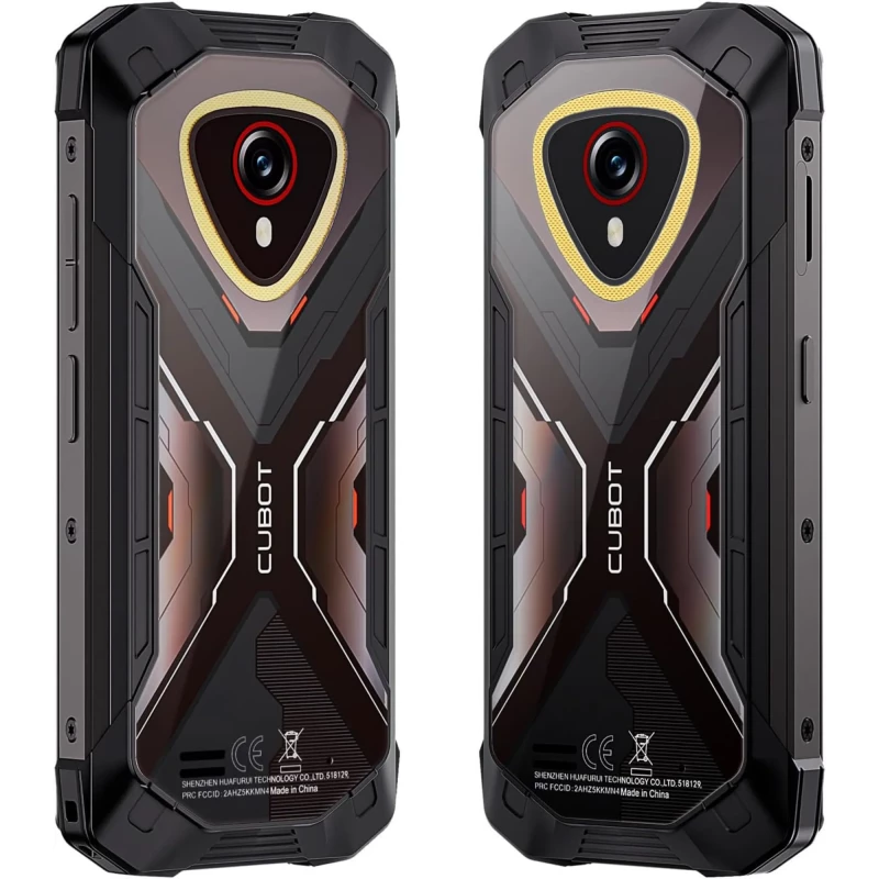 Smartphone robuste noir-gris Cubot KingKong Mini 4 avec coque renforcée, accents rouges, grand capteur photo arrière, écran compact aux tons orange - Ítem3