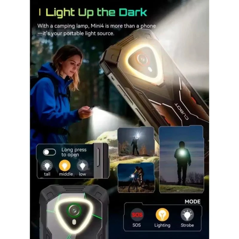 Cubot KingKong Mini 4 noir-vert robuste, coque angulaire antichoc, accents verts géométriques, écran 4,7 pouces lumineux, module photo arrière 48 MPx - Ítem5