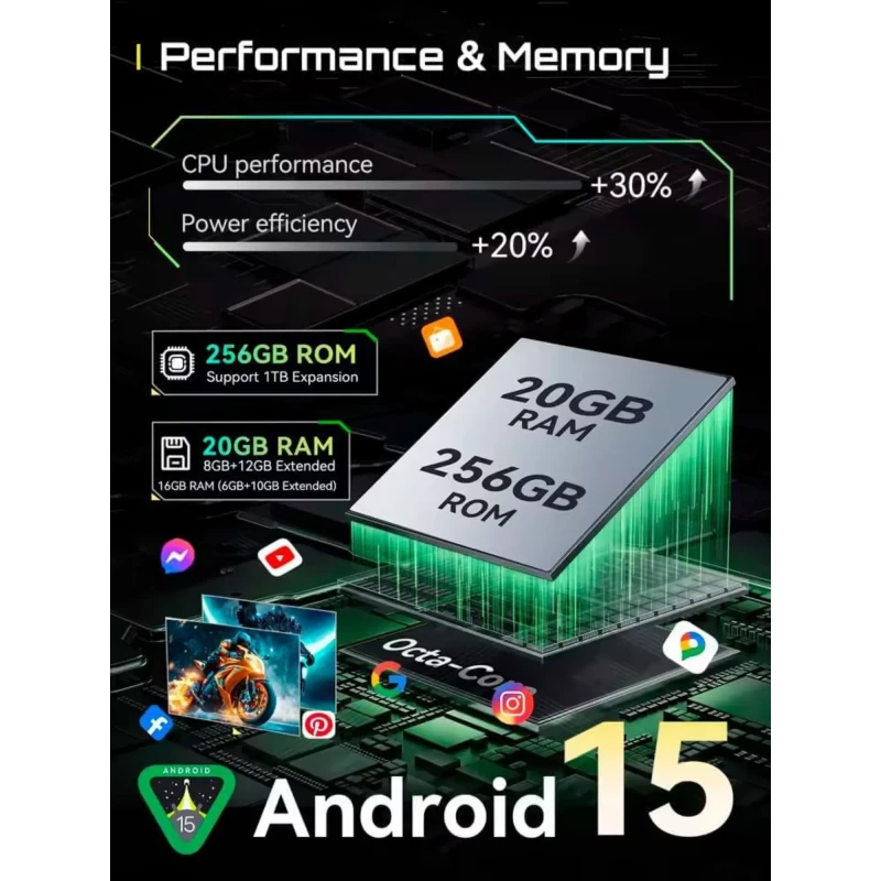 Cubot KingKong Mini 4 noir-vert robuste, coque angulaire antichoc, accents verts géométriques, écran 4,7 pouces lumineux, module photo arrière 48 MPx - Ítem6