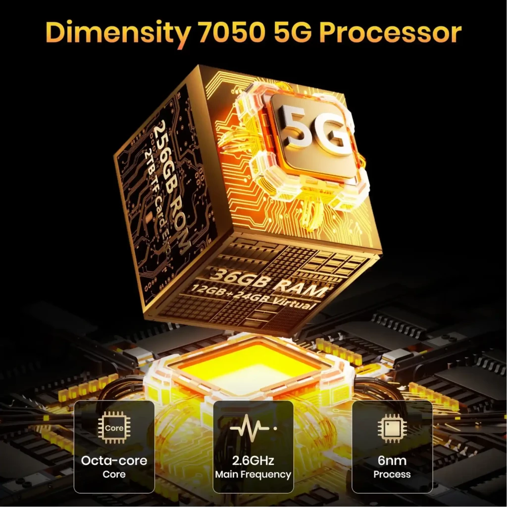 Fossibot F113 gris robuste avec écran bord à bord, triple module photo dont capteur de vision nocturne, RAM 12 Go, stockage 256 Go, coque antichoc - Ítem3