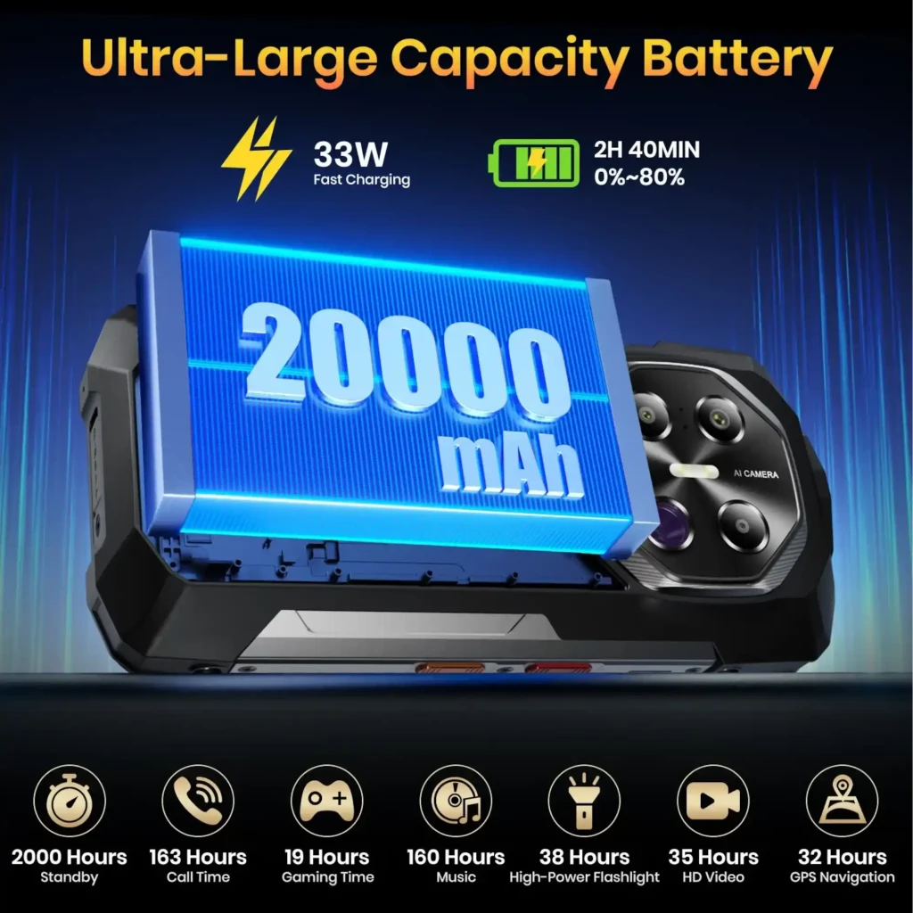 Fossibot F113 gris robuste avec écran bord à bord, triple module photo dont capteur de vision nocturne, RAM 12 Go, stockage 256 Go, coque antichoc - Ítem4