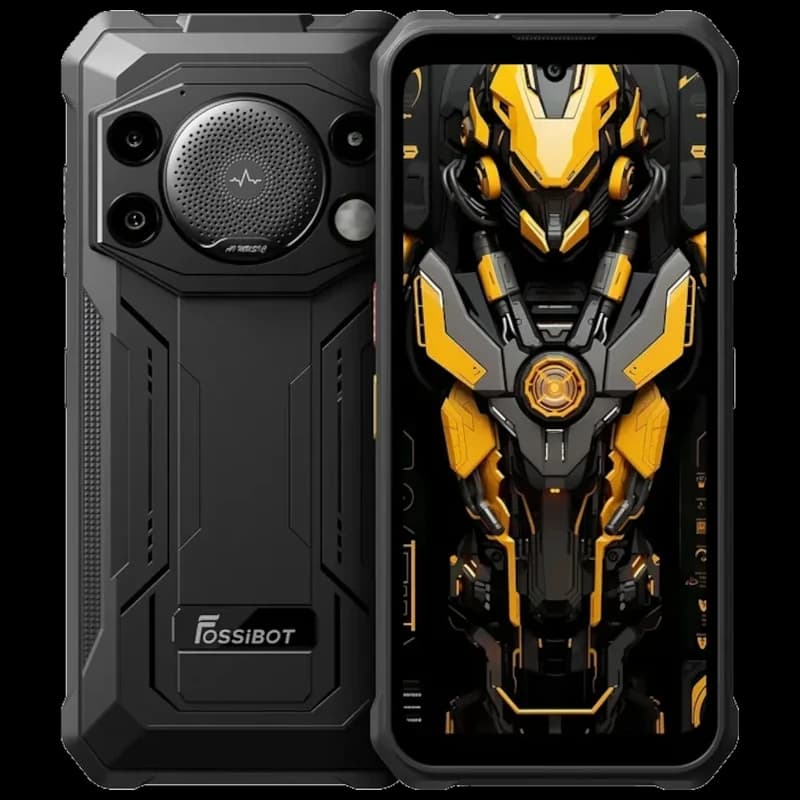 Fossibot F110L negro robusto con carcasa reforzada, altavoz potente de 128 dB, 4 GB RAM, 128 GB, pantalla con biseles protegidos y diseño industrial rugged
