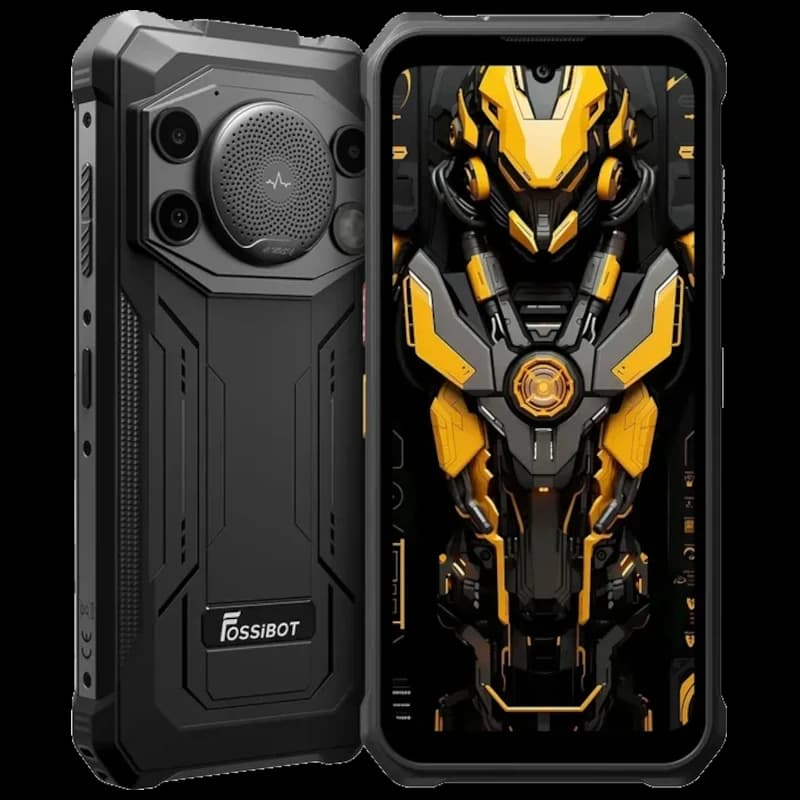 Fossibot F110L negro resistente con carcasa robusta, altavoz trasero grande hasta 128 dB, triple cámara, 4 GB RAM y 128 GB de almacenamiento