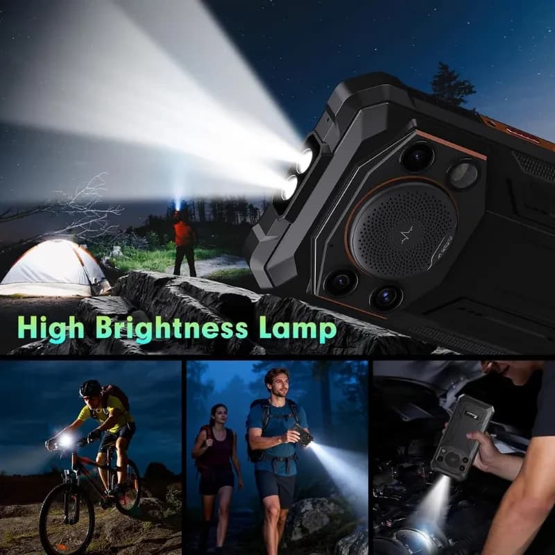 Image promotionnelle de la lampe torche intégrée au Fossibot F110L et ses différentes utilisations