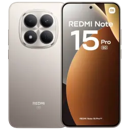 Xiaomi Redmi Note 15 Pro 5G 12GB/512GB Titânio com tela ampla perfurada, acabamento em titânio e módulo traseiro quadrado com quatro câmeras circulares