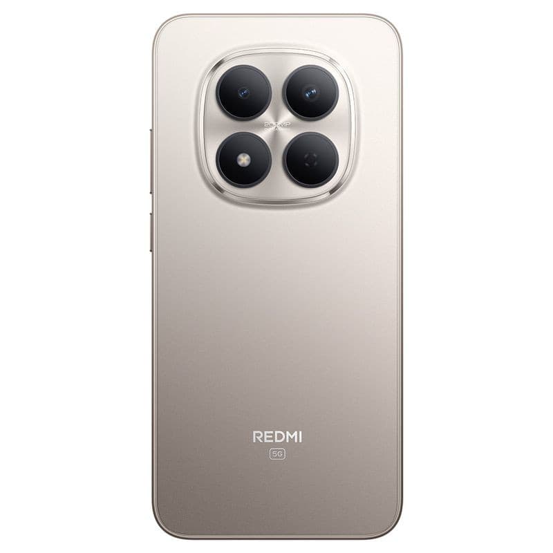 Xiaomi Redmi Note 15 Pro 5G 8GB/256GB Titânio com traseira metálica bege e módulo quadrado elevado com quatro câmeras simétricas e logo REDMI central