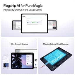 Tablet Oneplus Pad Go 2 12,1 pulgadas en color negro con pantalla amplia, marcos finos y cámara frontal centrada; diseño delgado y moderno de 8GB/128GB WiFi