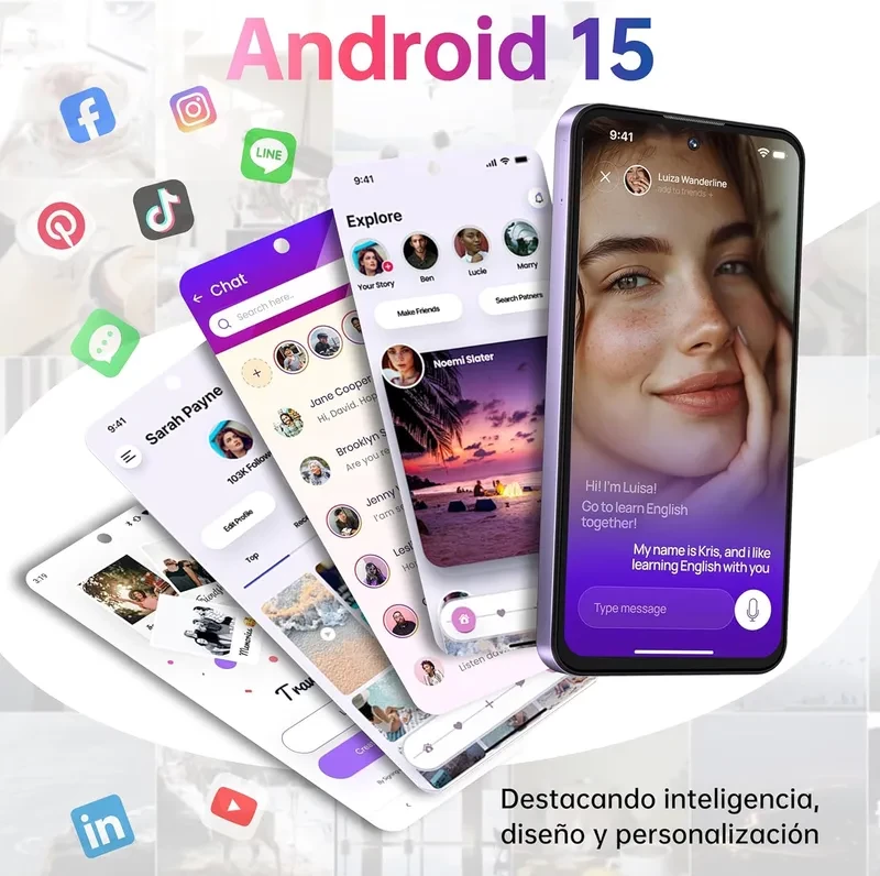 Oukitel C69 verde menta com tela 7.2 polegadas 120 Hz, câmera traseira tripla, Android 15, bordas finas e design elegante; destaque para bateria 6000 mAh - Item4