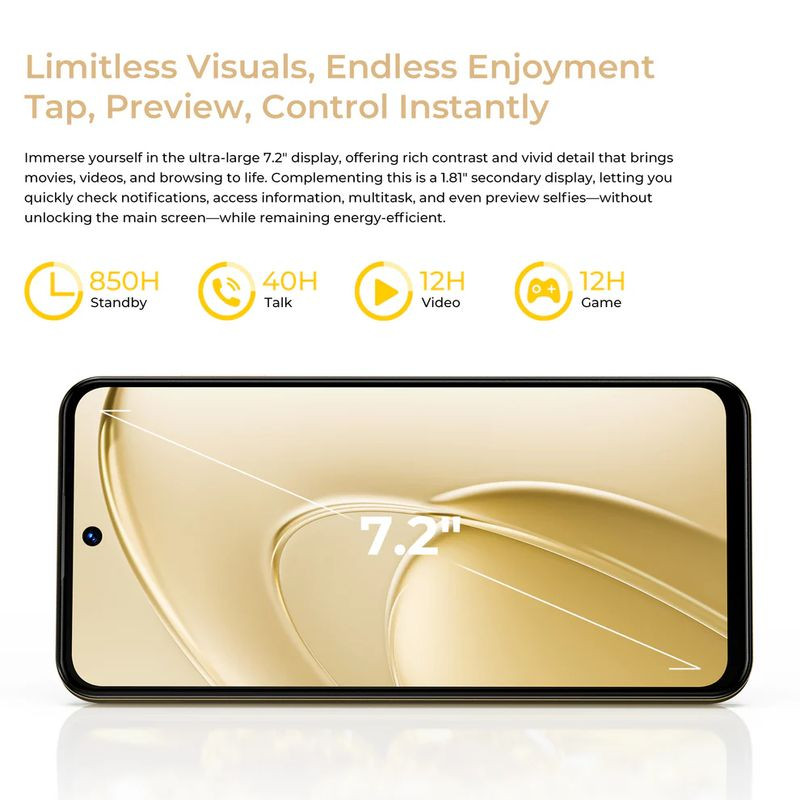 Image avant et arrière de l'Oukitel C68 Plus, avec écran arrière et double caméra 64 MPx, en bleu - Ítem2