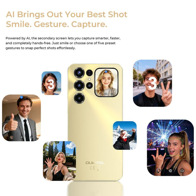 Image avant et arrière de l'Oukitel C68 Plus, avec écran arrière et double caméra 64 MPx, en bleu - Ítem4