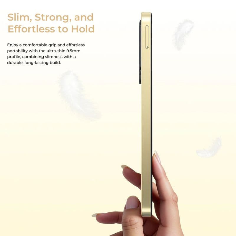 Oukitel C68 Plus dourado com bateria de 6000 mAh destacada, módulo de câmeras triplas, painel traseiro aberto mostrando componentes internos e 128 GB de