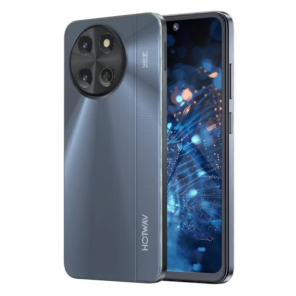 Hotwav Note 18 Pro preto com ecrã HD+ de 7,2 polegadas, câmara traseira tripla em módulo circular e furo central no ecrã para a câmara frontal - Item1