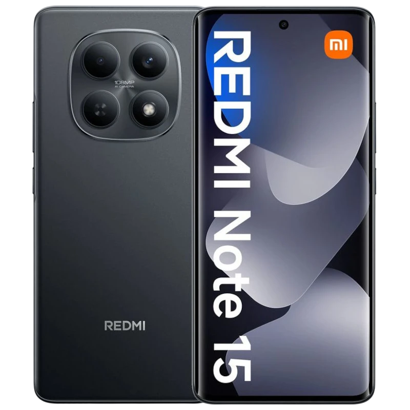 Xiaomi Redmi Note 15 4G 6GB/128GB Negro con pantalla perforada, marcos finos y módulo de cámara trasera circular triple con flash en acabado mate elegante - Ítem