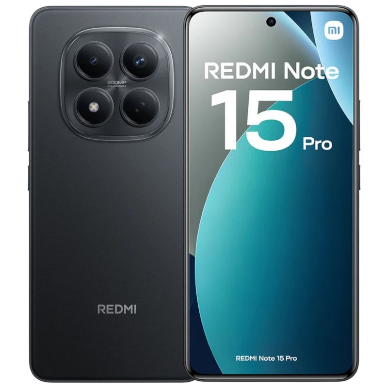 Xiaomi Redmi Note 15 Pro 4G preto com ecrã amplo perfurado centralmente e módulo traseiro quadrado com 4 câmaras destacadas e acabamento fosco elegante - Item