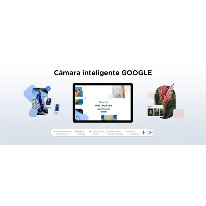 Doogee Tab A9 Pro+ 11 pouces bleu avec écran large, interface Google Search visuelle, bordures fines, affichage clair idéal pour navigation et multimédia