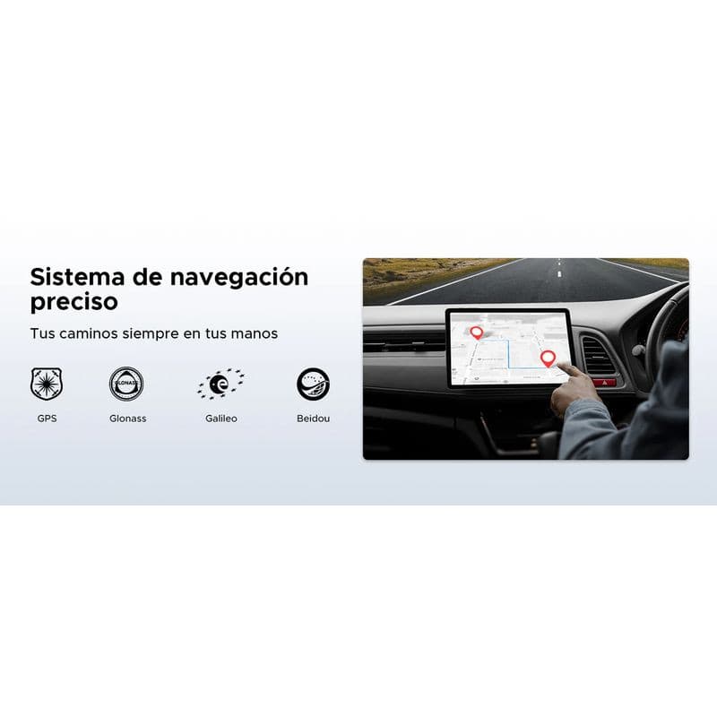 Doogee Tab A9 Pro+ 11 pouces bleu affichée sur tableau de bord, écran GPS avec repères; prise en charge GPS, Glonass, Galileo, Beidou; 6 Go 128 Go WiFi
