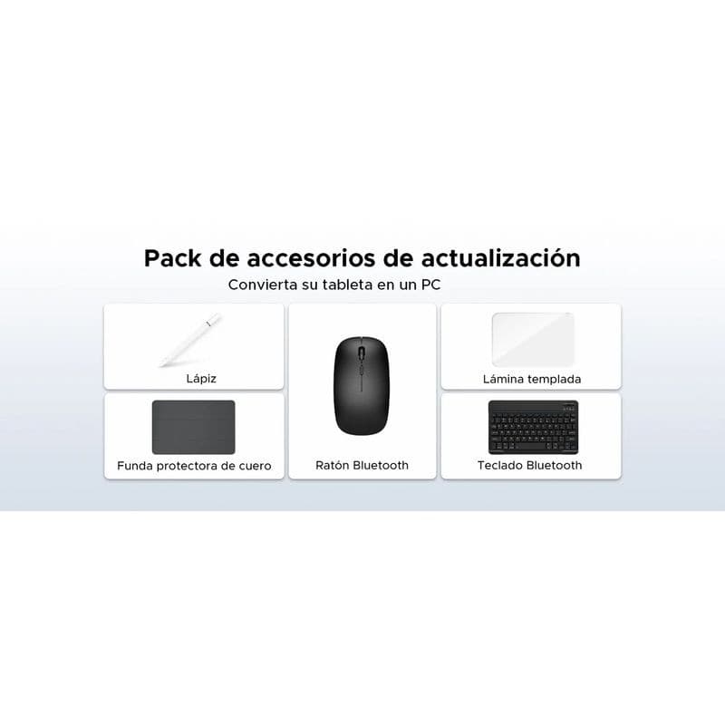 Pack d’accessoires pour Doogee Tab A9 Pro+ 11 pouces bleu: stylet, housse en cuir, souris Bluetooth, film trempé et clavier pour usage type PC