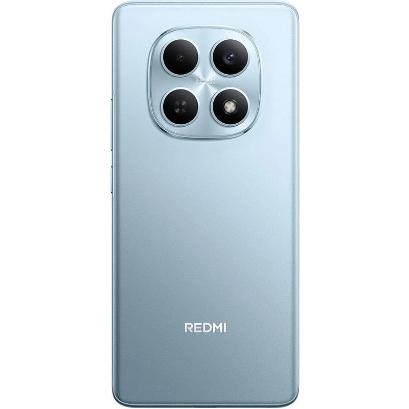 Xiaomi Redmi Note 15 4G bleu avec dos mat, module photo carré à quatre capteurs proéminents, logo Redmi centré, bords arrondis élégants