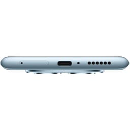 Xiaomi Redmi Note 15 4G 8GB/256GB Azul visto desde abajo, con puerto USB-C centrado, rejilla de altavoz, bandeja SIM y módulo de cámaras sobresaliente