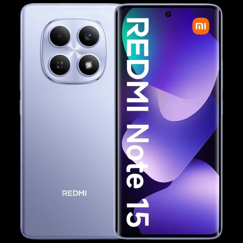 Xiaomi Redmi Note 15 4G 6Go/128Go lilas, écran bord à bord avec poinçon central, module photo arrière carré à quatre capteurs, finition mate élégante