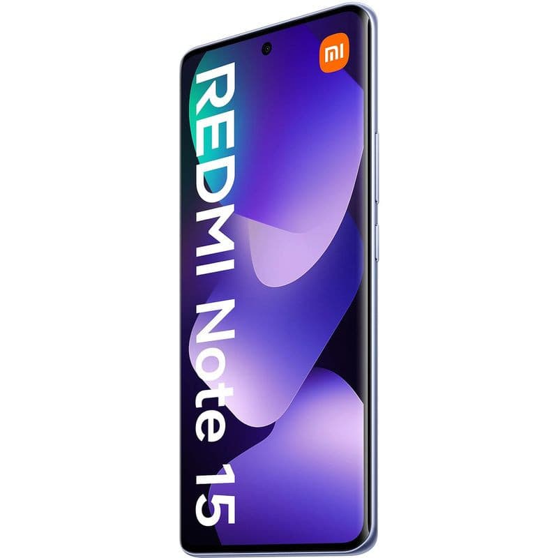 Xiaomi Redmi Note 15 4G 8Go 256Go lilas avec grand écran bord à bord, poinçon central pour la caméra et bords fins élégants