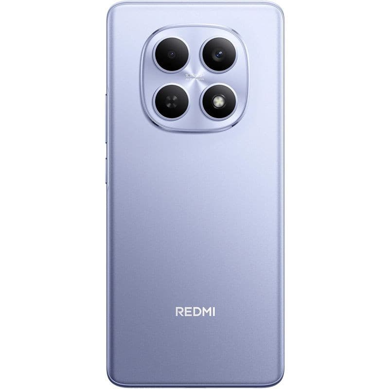 Xiaomi Redmi Note 15 4G 8Go/256Go lilas, dos mat avec logo Redmi et module photo carré à quatre objectifs noirs au centre supérieur