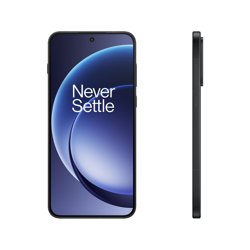 Oneplus 15R 5G 12GB/256GB Preto com tela ampla de bordas finas, câmera dupla traseira com flash, furo central para câmera frontal e acabamento fosco elegante - Item1