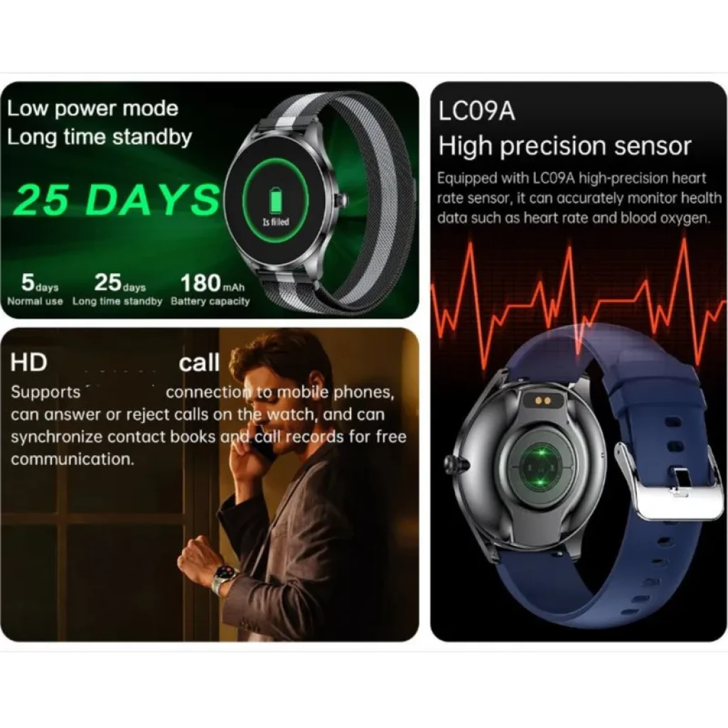 TN99 Smartwatch com pulseira milanesa prateada/preta - Item4