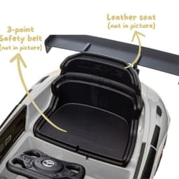 Mercedes AMG GT3 Gris pour enfants avec grand aileron noir, cockpit détaillé, siège simili cuir non inclus et ceinture 3 points non incluse
