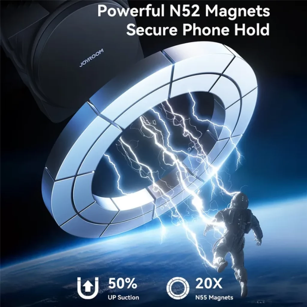 Joyroom JR-ZS506 15W, cargador magnético para coche con soporte de rejilla, diseño compacto en negro, cabeza circular giratoria y sujeción segura - Ítem2