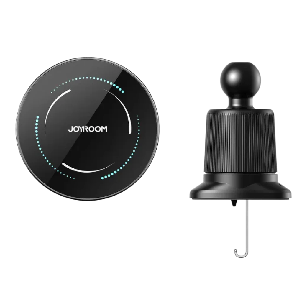 Cargador magnético Joyroom JR-ZS502 15W para coche, disco negro con luz LED circular, soporte ajustable y montaje en rejilla de ventilación - Ítem1