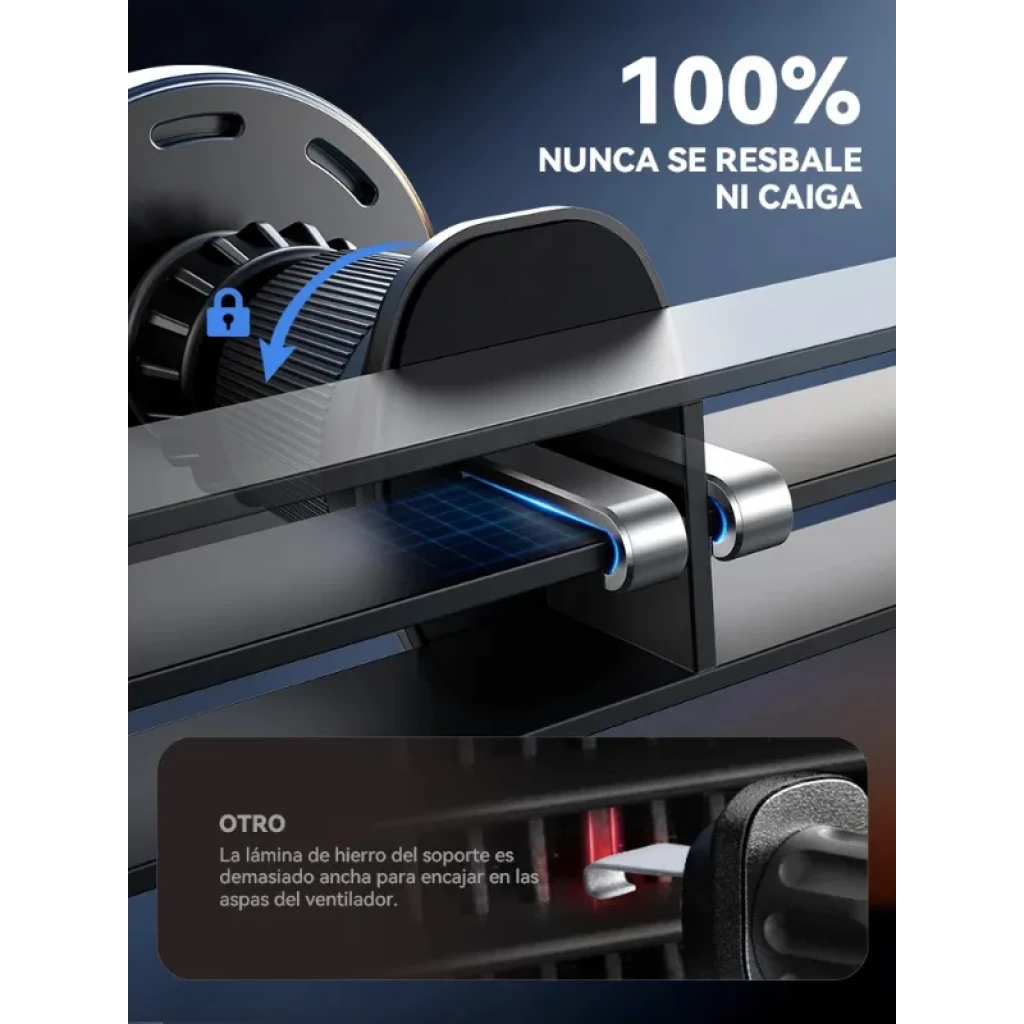 Cargador magnético Joyroom JR-ZS502 15W para coche, disco negro con luz LED circular, soporte ajustable y montaje en rejilla de ventilación - Ítem6