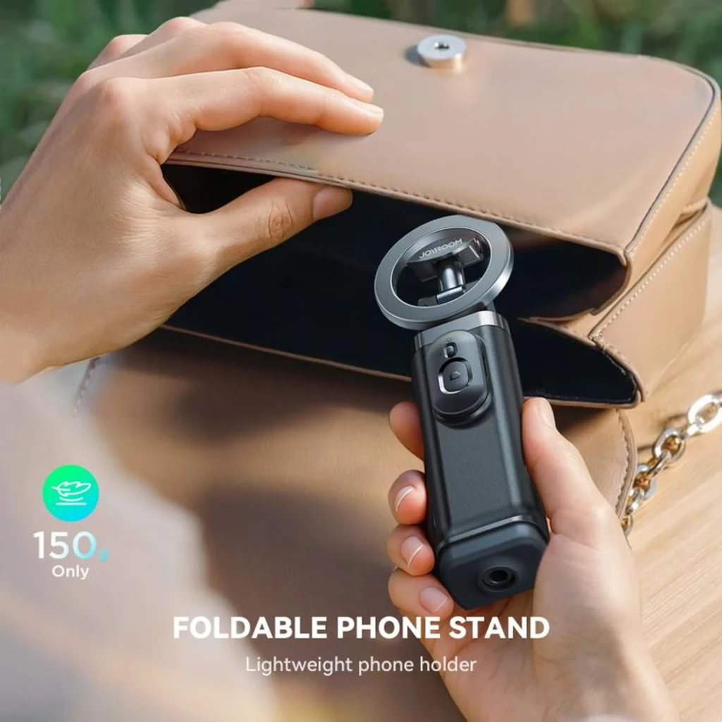 Joyroom JR-ZS509 perche à selfie magnétique compacte, poignée noire pliable, tête rotative avec anneau, télécommande intégrée et pas de vis pour - Ítem9