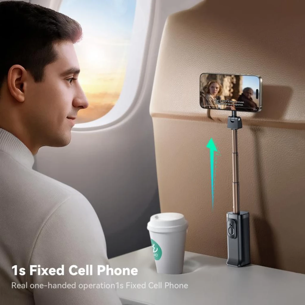 Joyroom JR-ZS509 perche à selfie magnétique compacte, poignée noire pliable, tête rotative avec anneau, télécommande intégrée et pas de vis pour - Ítem3