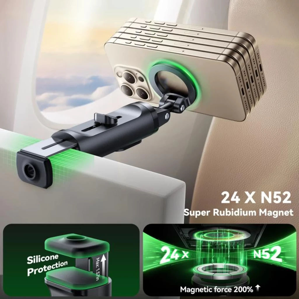 Joyroom JR-ZS509 perche à selfie magnétique compacte, poignée noire pliable, tête rotative avec anneau, télécommande intégrée et pas de vis pour - Ítem4