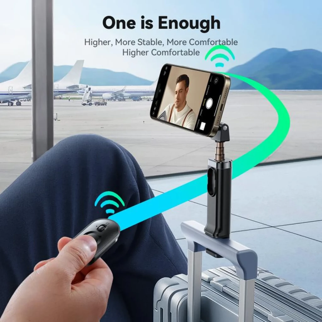 Joyroom JR-ZS509 perche à selfie magnétique compacte, poignée noire pliable, tête rotative avec anneau, télécommande intégrée et pas de vis pour - Ítem5