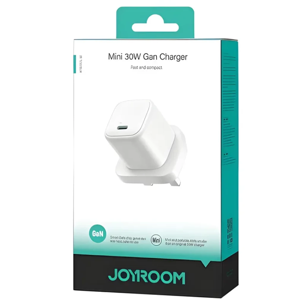 Cargador Joyroom mini GaN PD JR-TCG15 30 W USB-C Blanco, diseño compacto, enchufe europeo de dos pines y puerto USB-C frontal con acabado mate elegante - Ítem2