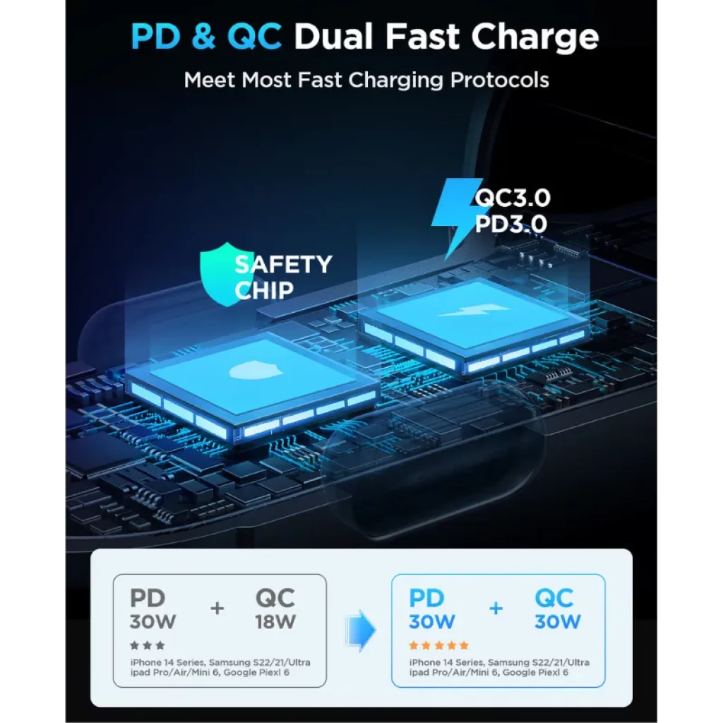 Cargador de coche Joyroom JR-CCN01 60W con puerto USB-C PD y USB-A QC3.0, botón lateral para luces LED RGB, acabado efecto fibra de carbono negra - Ítem4