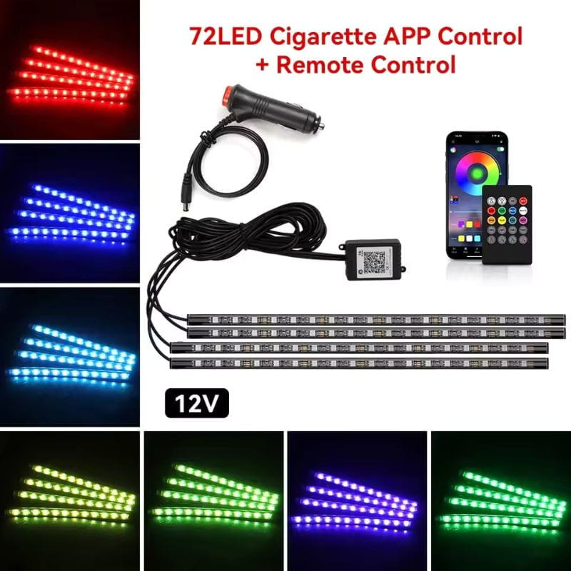 72 LED RGB Mechero de coche APP - Kit de iluminación interior para coche - Ítem3