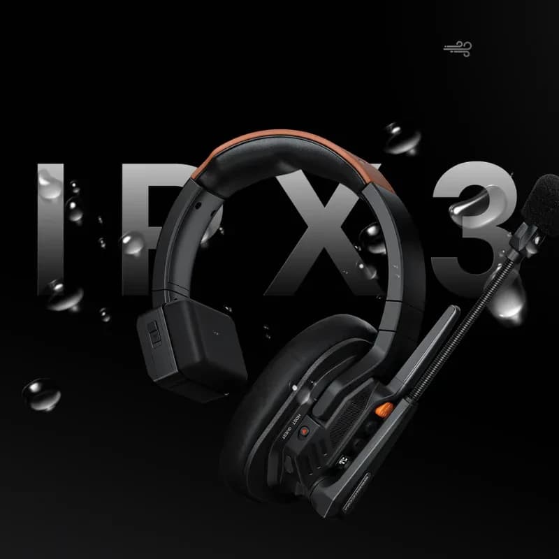 COMICA Seekcom S1 casque professionnel avec micro boom, arceau rembourré, boutons de contrôle, module latéral et protection étanche IPX3, design noir et