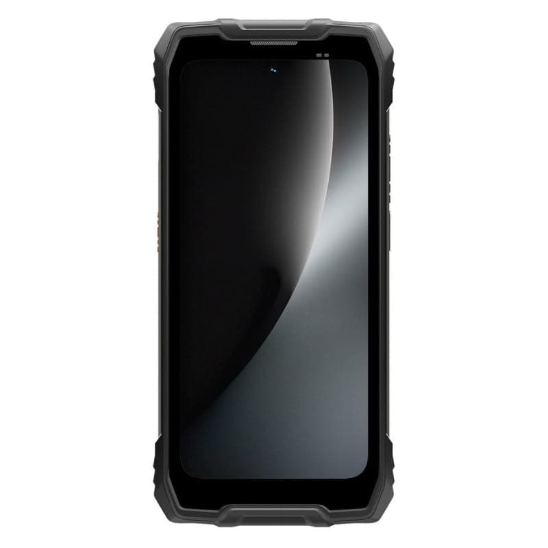 Blackview Rock 2 5G preto com ecrã de 6,67 polegadas, moldura robusta e cantos reforçados; frente com vidro amplo e câmara frontal discreta na borda superior