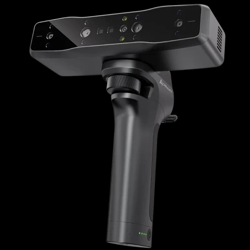 Scanneur 3D Escaner Creality Otter Lite/Babic portatif noir, tête rectangulaire avec multiples capteurs frontaux, poignée ergonomique avec indicateurs LED