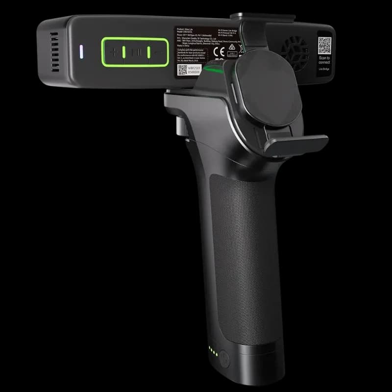 Scanner 3D Creality Otter Lite/Babic portatif noir, poignée ergonomique, indicateurs LED verts, ventilateur latéral, support de capteur et ports intégrés